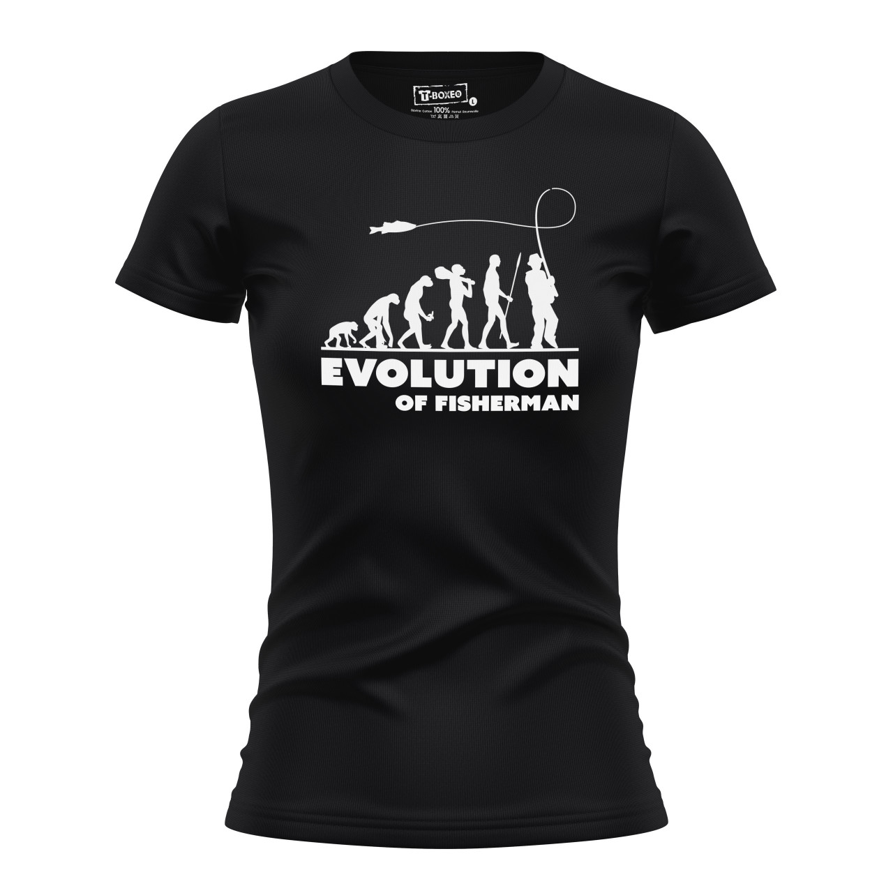 Dámské tričko s potiskem "Evoluce Rybářky"