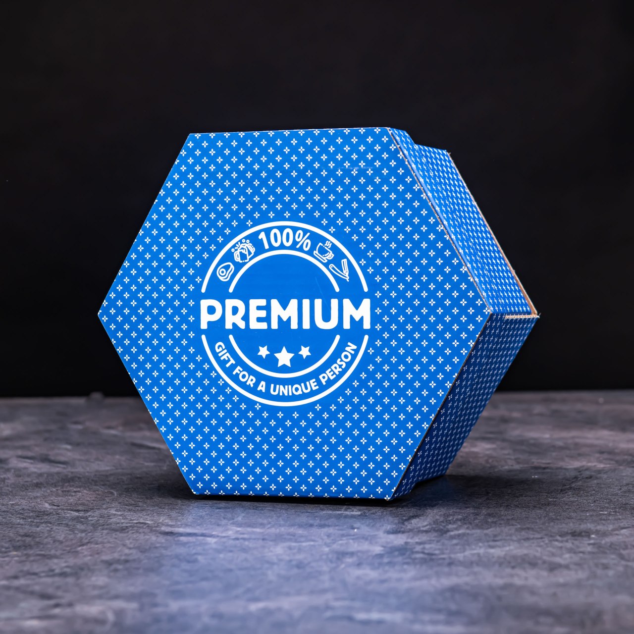 Hexagon plný čokoládových specialit XXL - Modrý