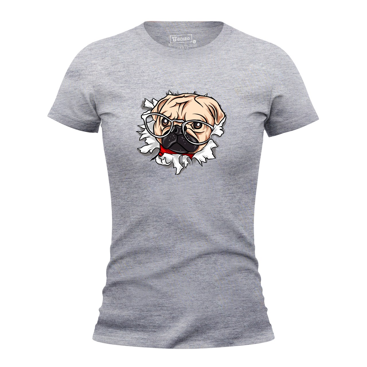 Dámské tričko s potiskem “Buldok s brýlemi”