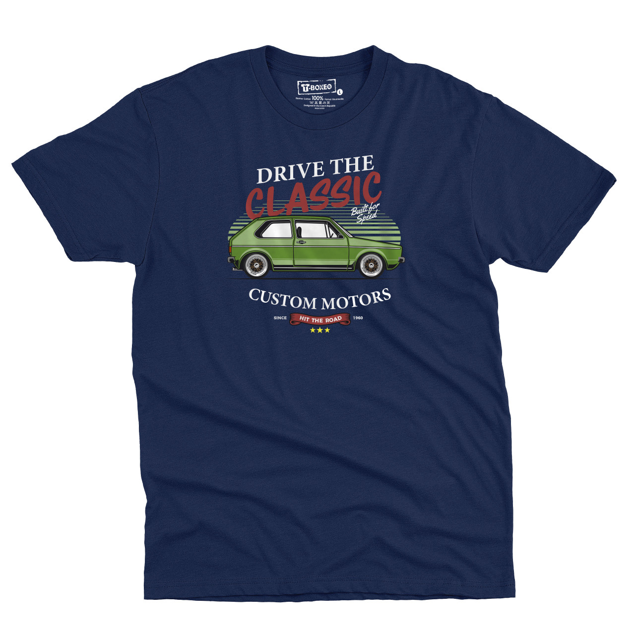 Pánské tričko s potiskem “Ride the Classic, zelené auto"