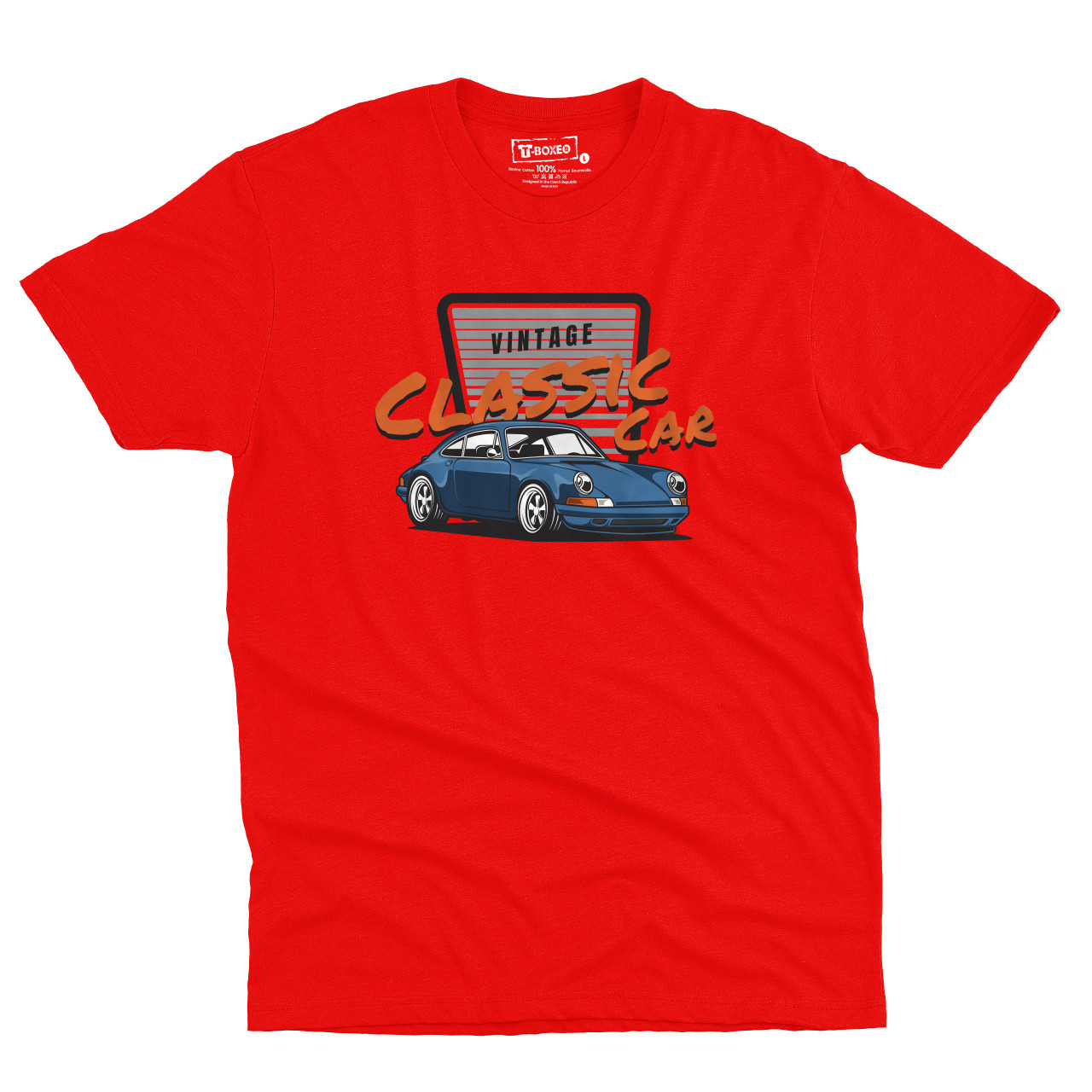 Pánské tričko s potiskem “Vintage Classic Car, modré Porsche"