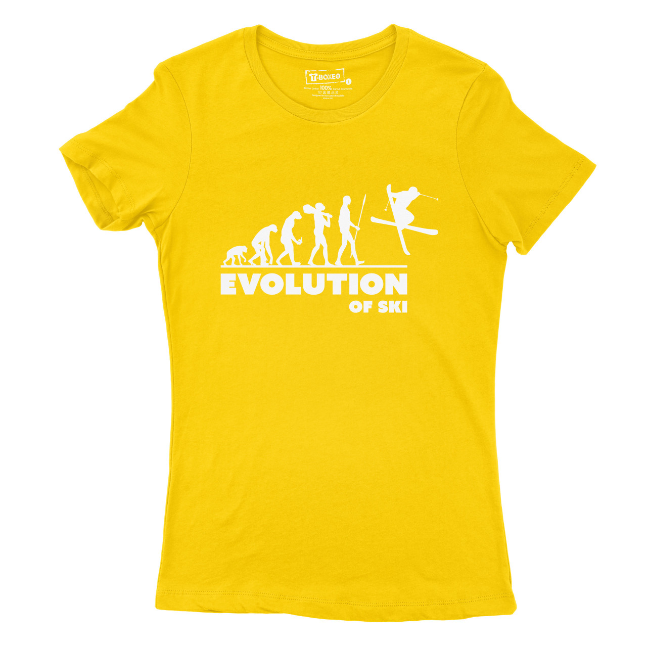 Dámské tričko s potiskem "Evoluce Lyžaře"