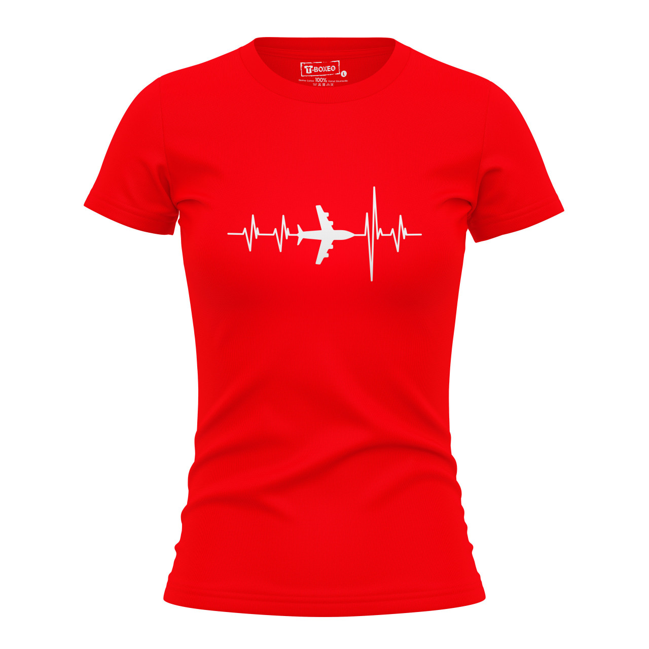 Dámské tričko s potiskem "Srdeční tep Dopravní letadlo"
