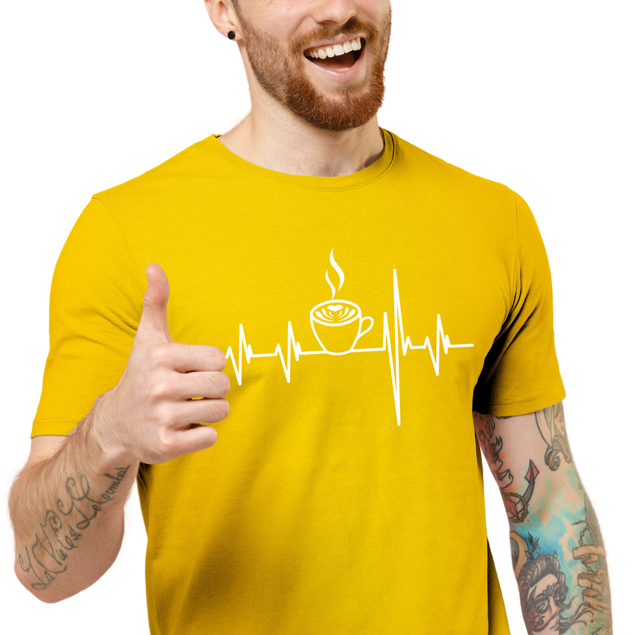 Pánské tričko s potiskem "Srdeční tep Kafe"