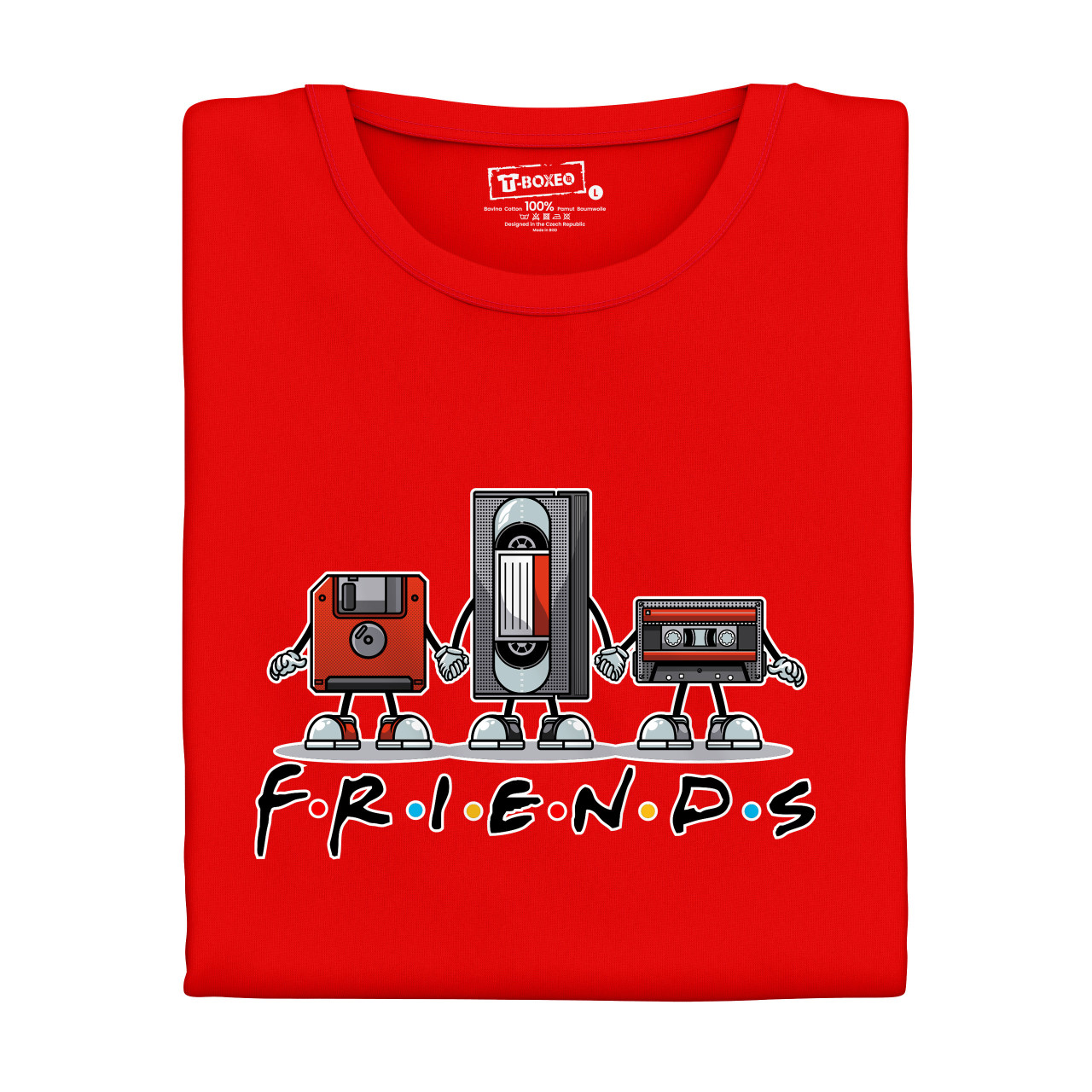 Pánské tričko s potiskem “Friends, Disketa a Kazety"