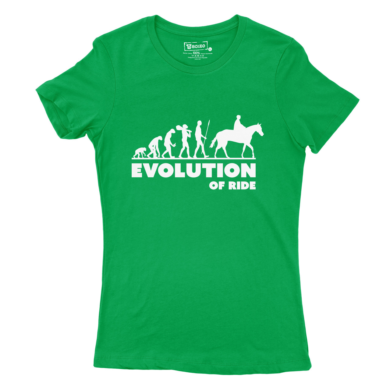Dámské tričko s potiskem "Evoluce Jezkyně na koni"