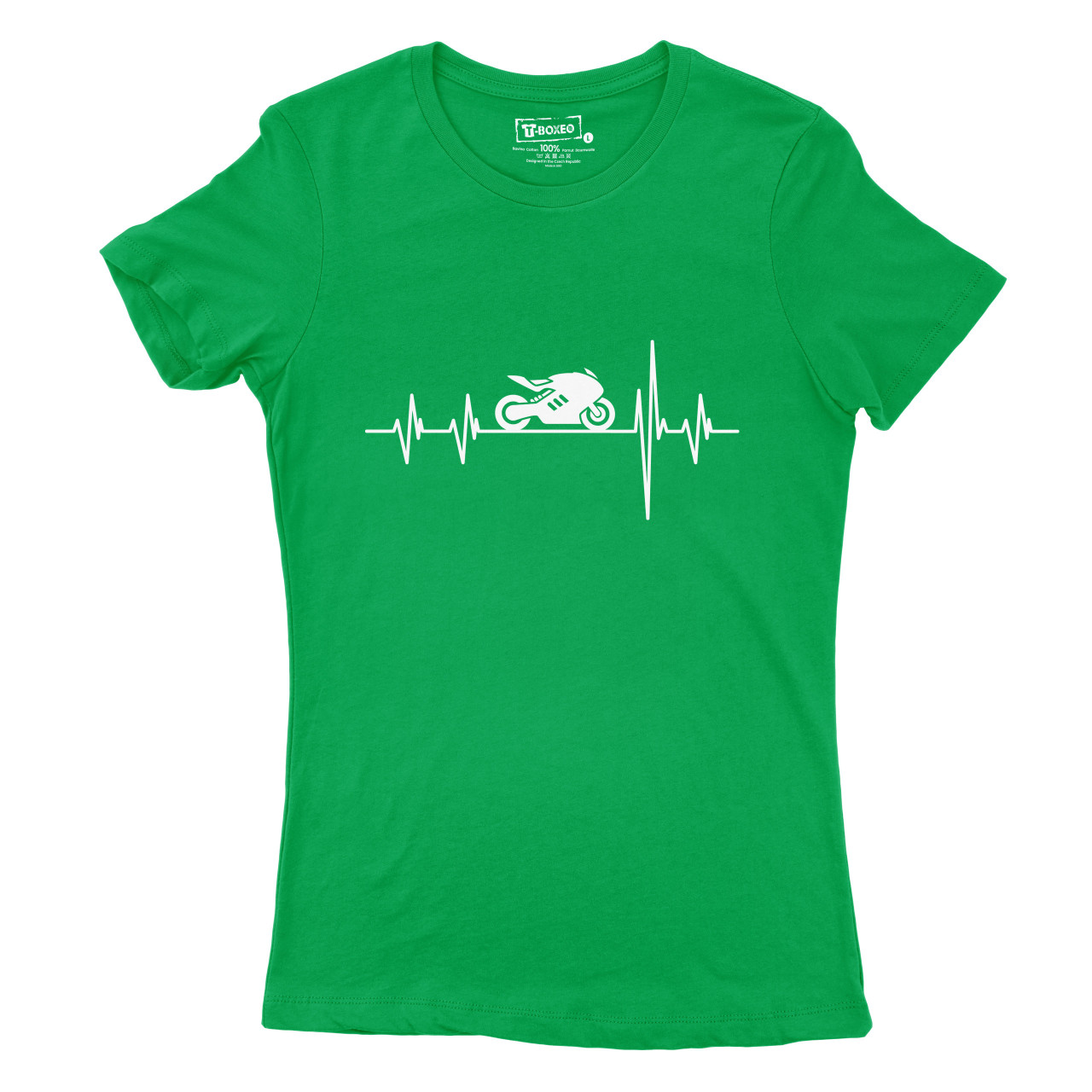 Dámské tričko s potiskem "Srdeční tep Silniční motorka"