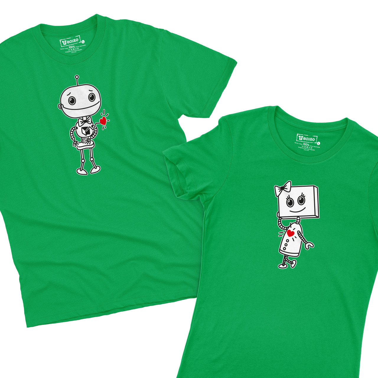 Dámské tričko s potiskem “Roztomilí roboti”