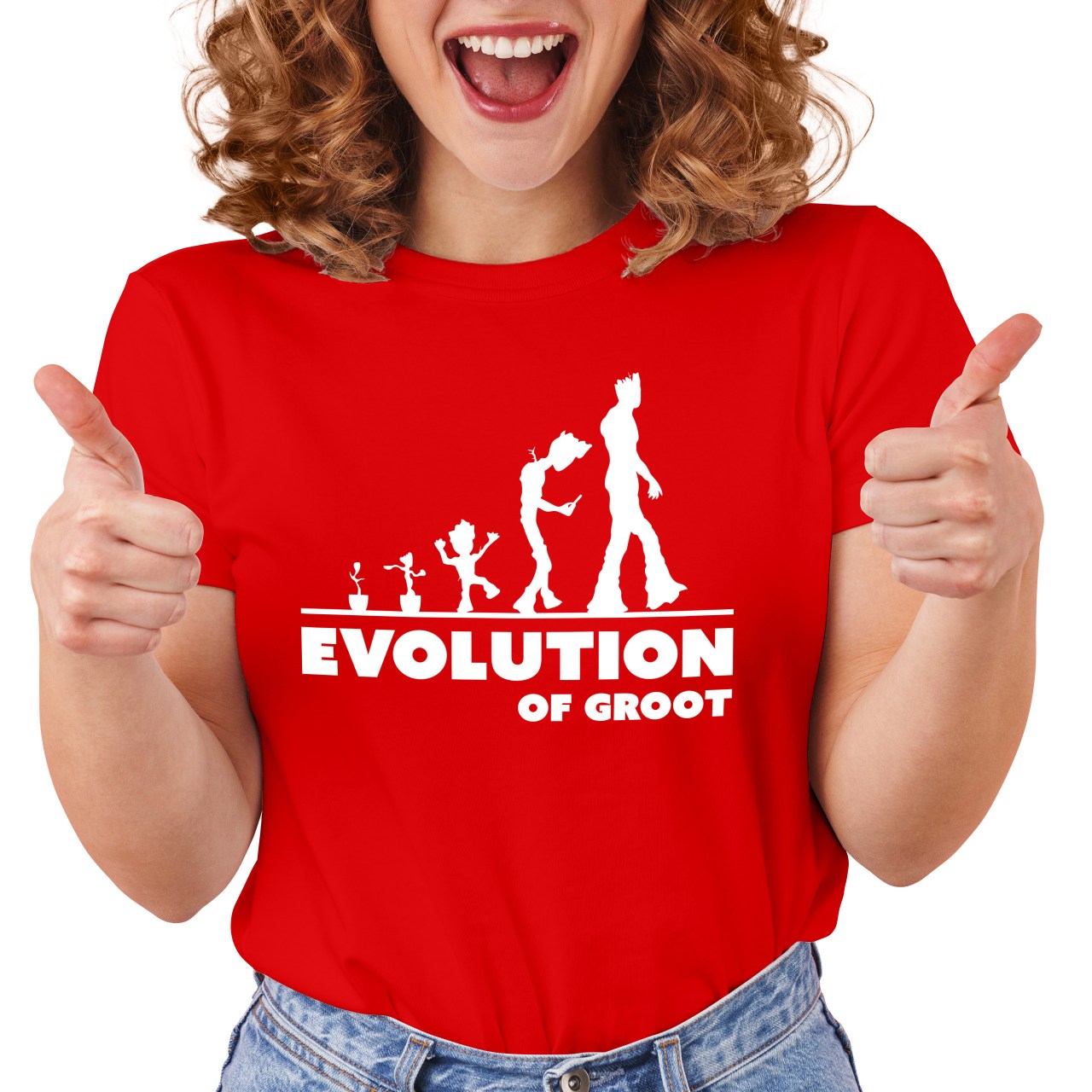 Dámské tričko s potiskem "Evoluce Fanouška Marvelu"