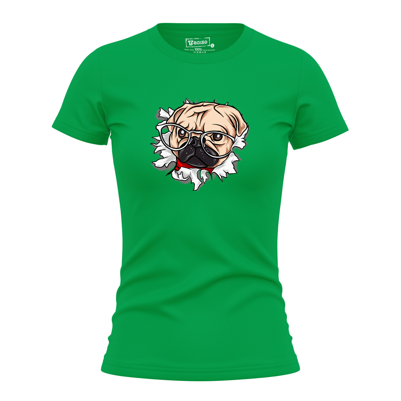 Dámské tričko s potiskem “Buldok s brýlemi”