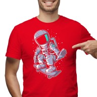 Pánské tričko s potiskem “Astronaut na skejtu v podřepu"