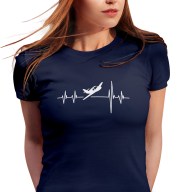 Dámské tričko s potiskem "Srdeční tep Sportovní letadlo"