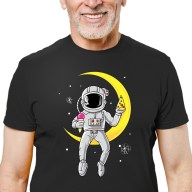Pánské tričko s potiskem “Astronaut se zmrzlinou a pizzou”