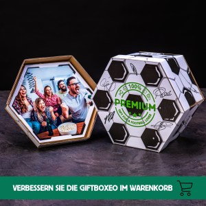 Surpriseboxeo-Geschenkset Fußball voller Bierspezialitäten