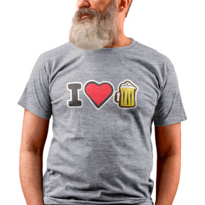 Herren-T-Shirt mit Aufdruck “I❤🍺️️”