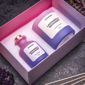 Exklusives Geschenkset aus Duftkerzen und Aroma-Diffusor mit intensivem Duft – Levander & Rosmarin