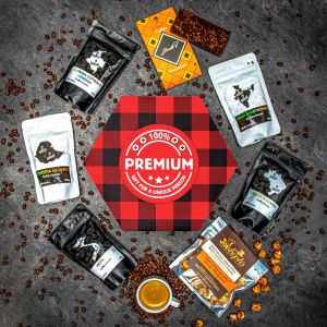 Surpriseboxeo-Geschenkset Flanell voller Premium-Kaffee