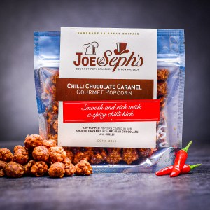 Luxuriöses, leicht würziges Popcorn Joe & Seph's mit Chili-, Schokoladen- und Karamellgeschmack 32 g