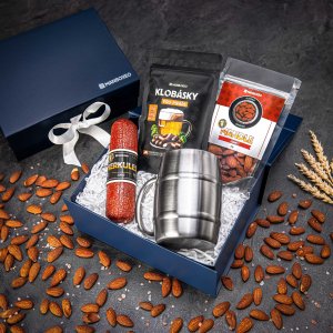 Giftboxeo Geschenkbox (royal blue) - Für Biertrinker + kühlendes "Bierglas"