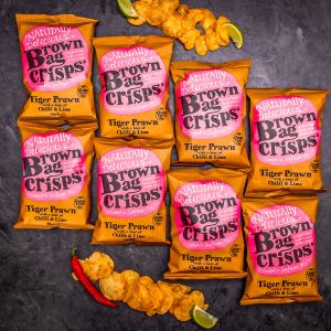 Knusprige, handgemachte Brown Bag Crisps mit Shrimps und Limette 40 g